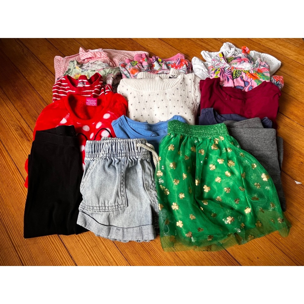 Girls 4T Clothing Lot 10+ Pieces Dresses Skirts Shorts Leggings Sweater Tops